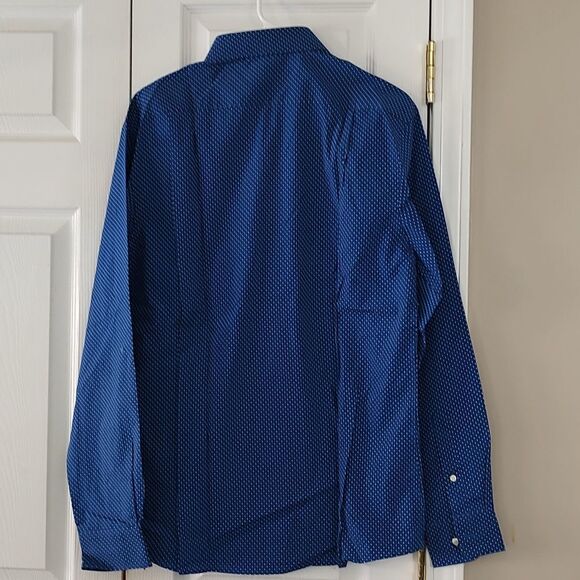 Tommy Hilfiger Slim fit blue white button down dress shirt Sz L (16) - Picture 4 of 6